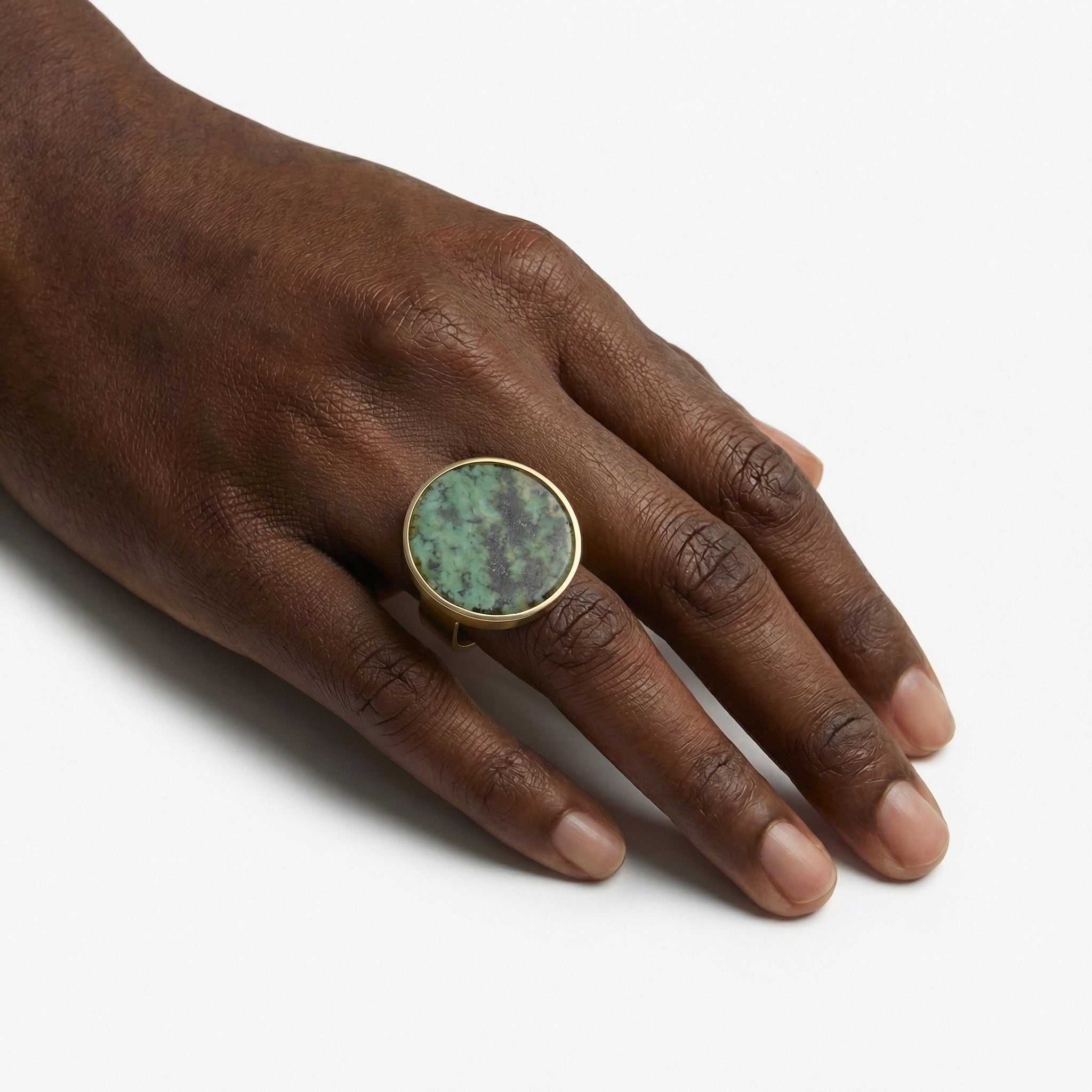 MARA — Gold-tone Stainless Steel & African Turquoise Ring