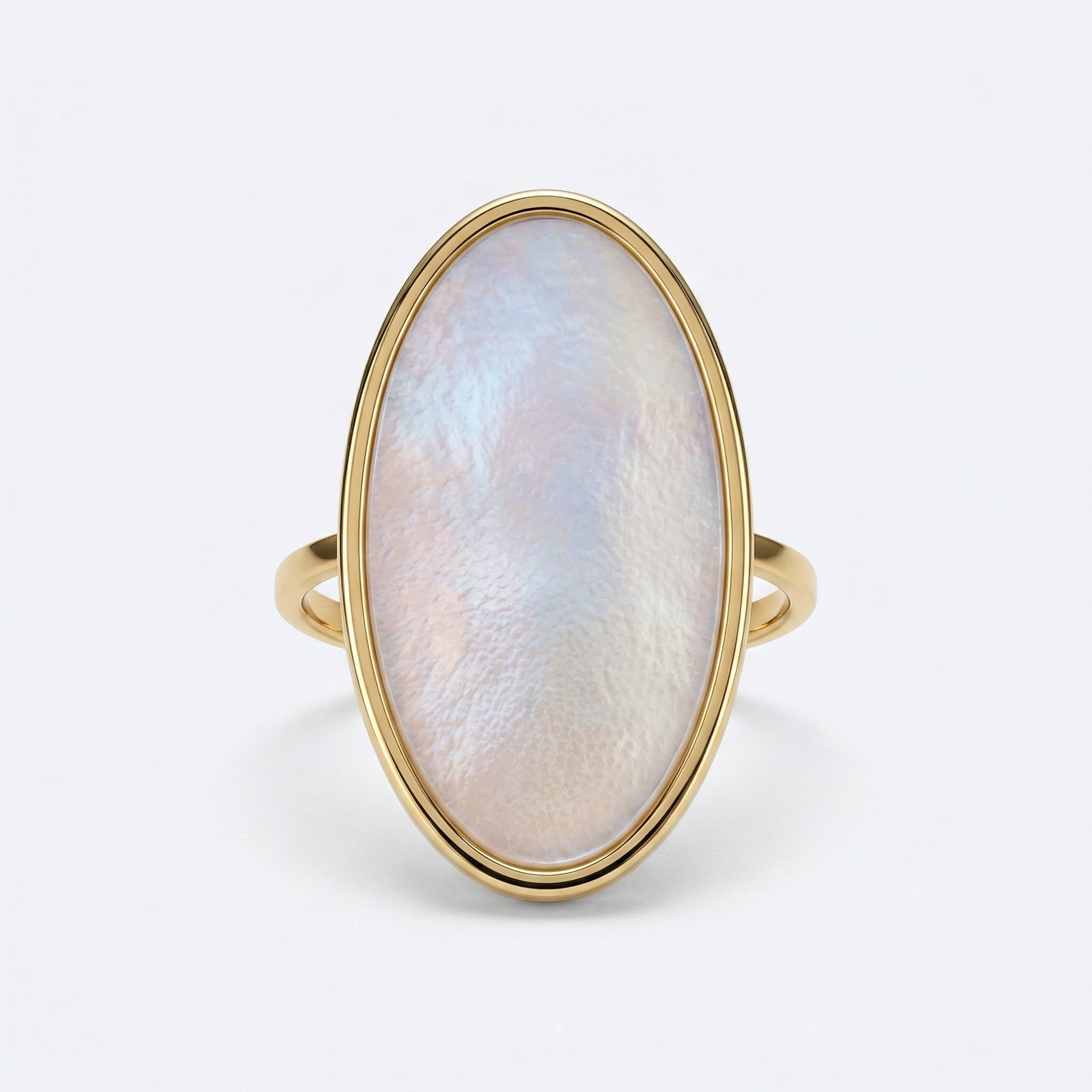 Gold-Tone Stainless Steel Mother-of-Pearl Adjustable Ring