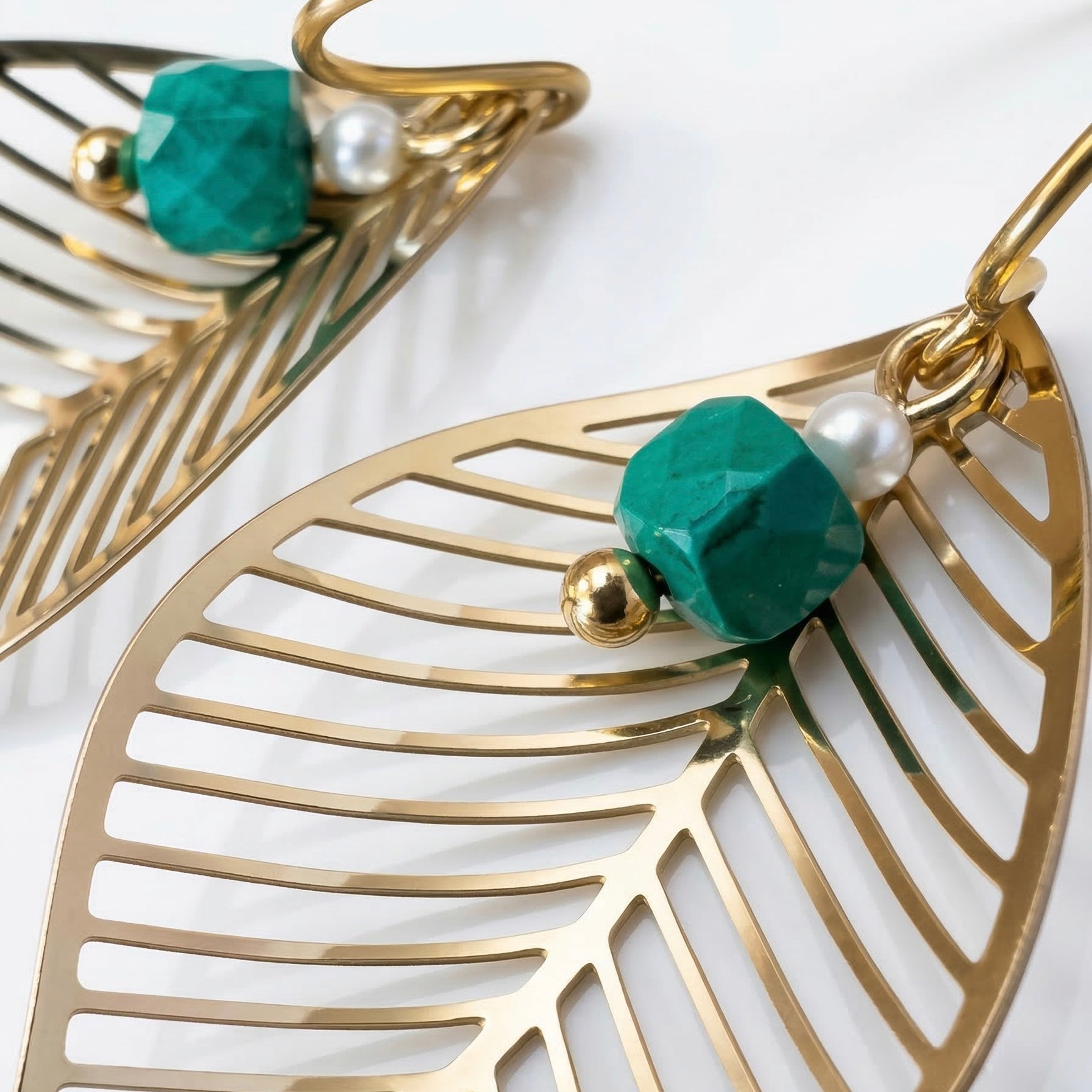 NOVA — Gold-tone Stainless Steel & Natural Stone Earrings