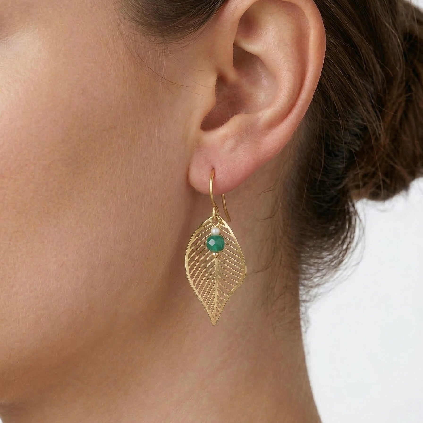NOVA — Gold-tone Stainless Steel & Natural Stone Earrings