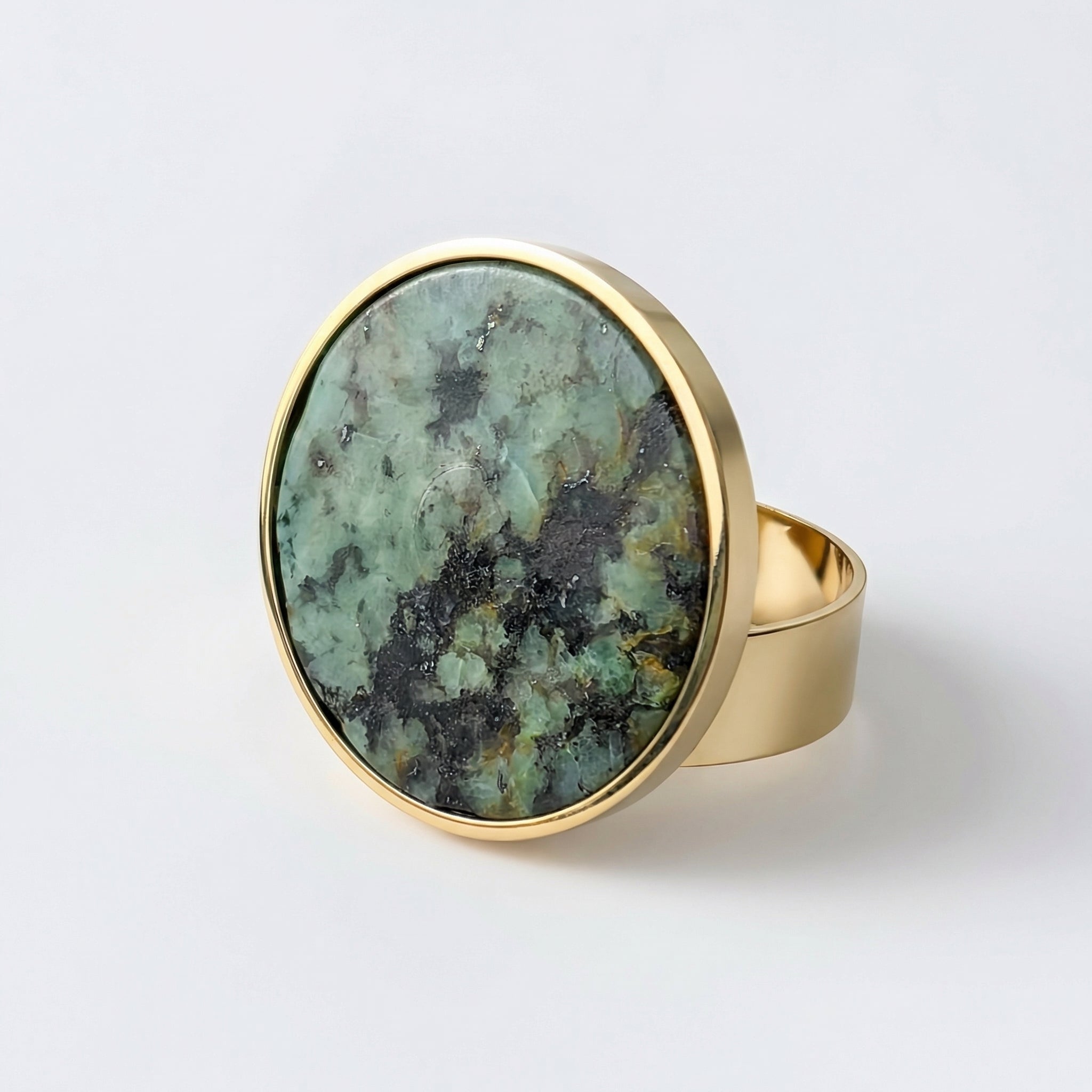 MARA — Gold-tone Stainless Steel & African Turquoise Ring