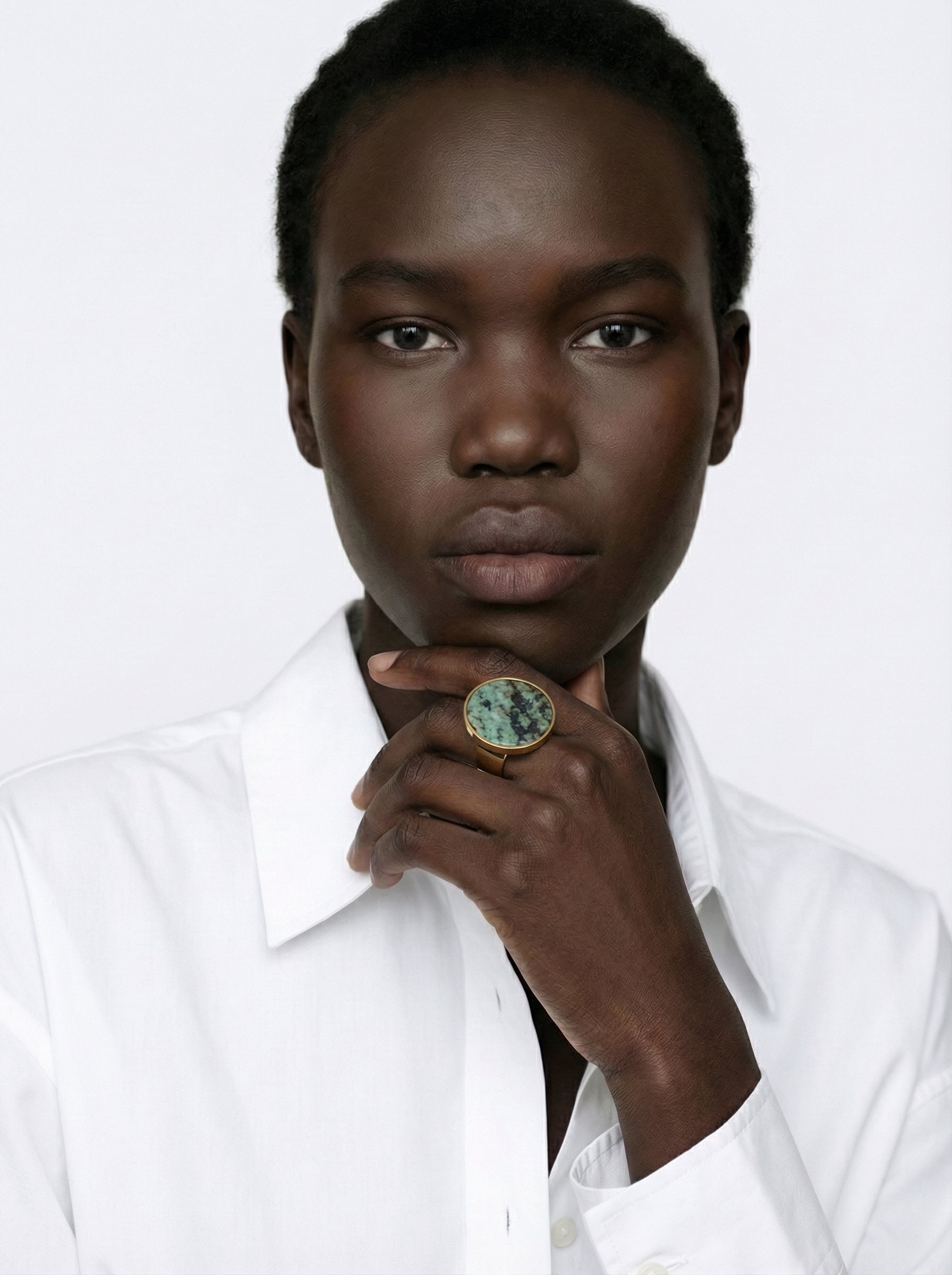 MARA — Gold-tone Stainless Steel & African Turquoise Ring