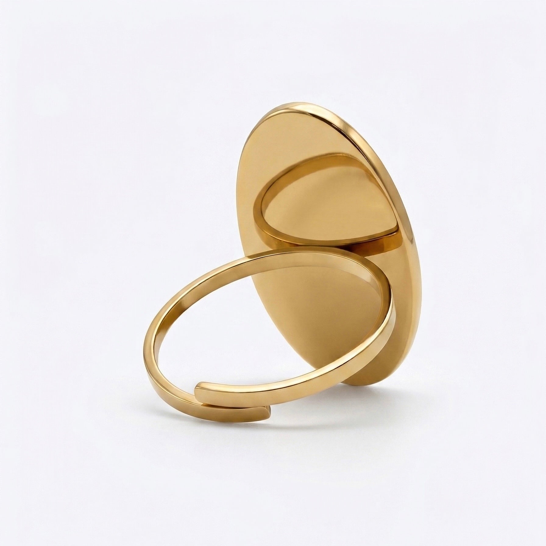 Gold-Tone Stainless Steel Mother-of-Pearl Adjustable Ring