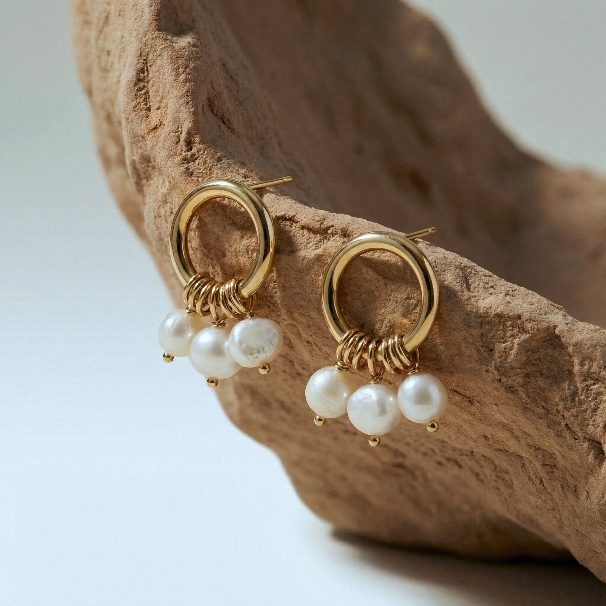 TIZI Gold-Tone Stainless Steel Freshwater Pearl Stud Earrings