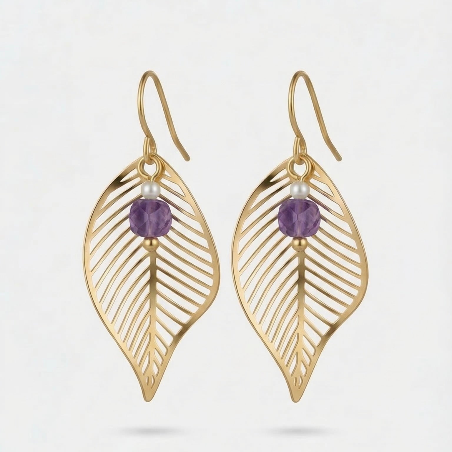 NOVA — Gold-tone Stainless Steel & Natural Stone Earrings