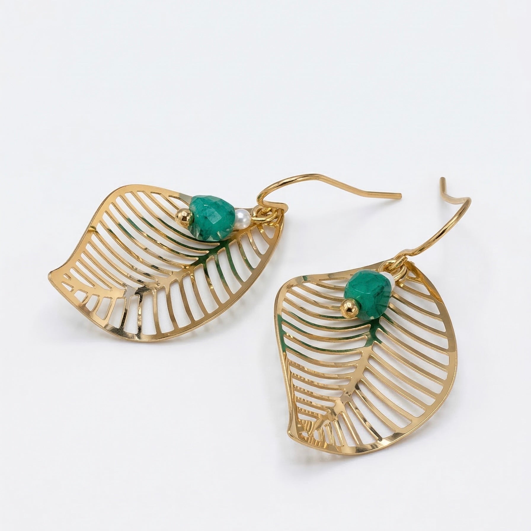 NOVA — Gold-tone Stainless Steel & Natural Stone Earrings