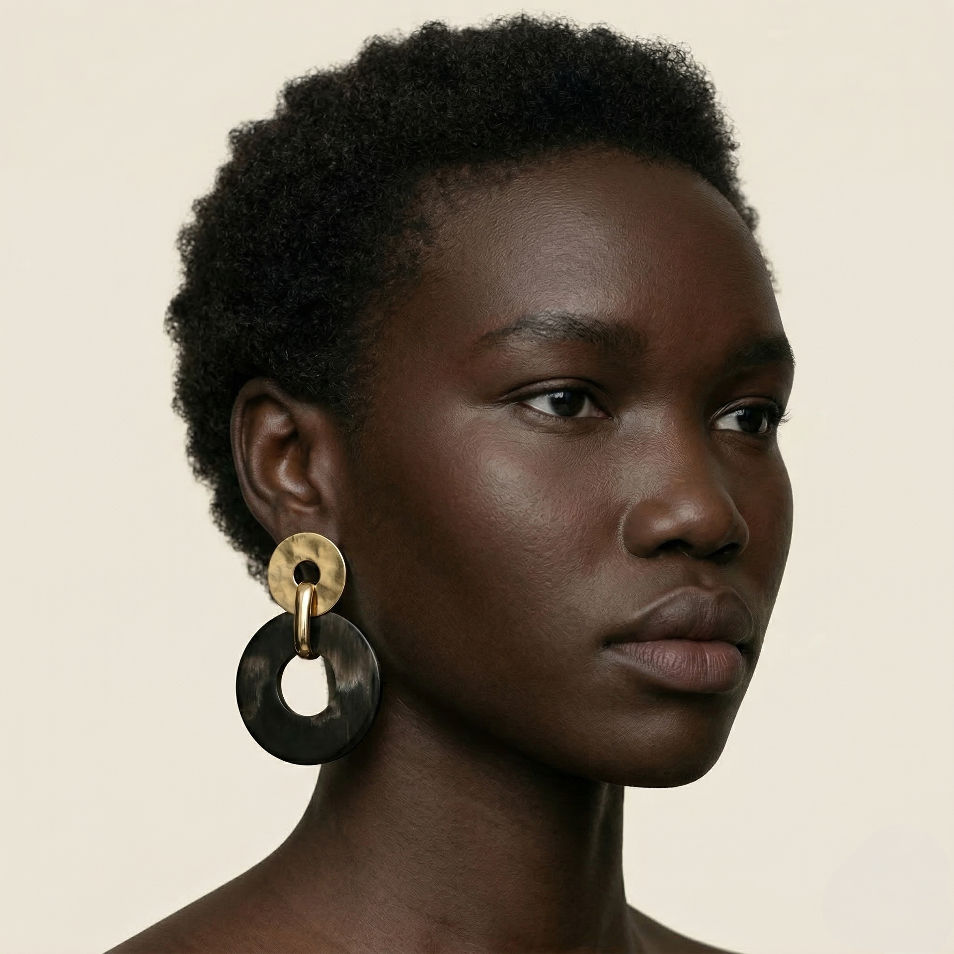 CORY Round Horn Drop Earrings