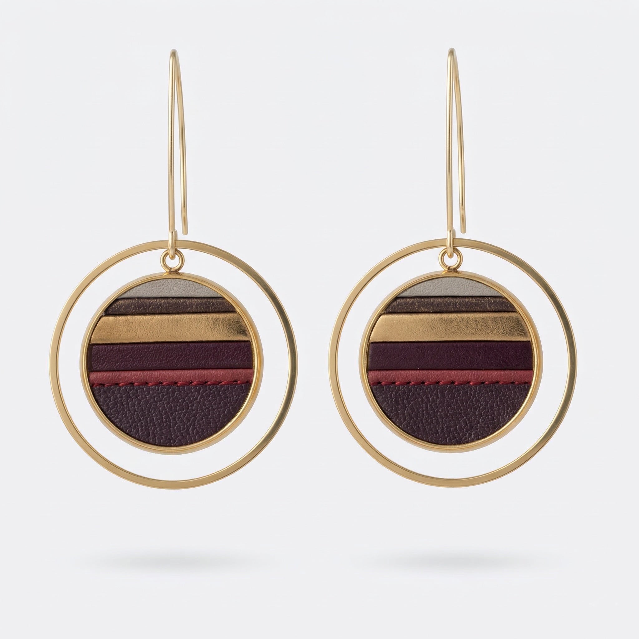 NALIA — Gold-tone Stainless Steel & Leather Earrings