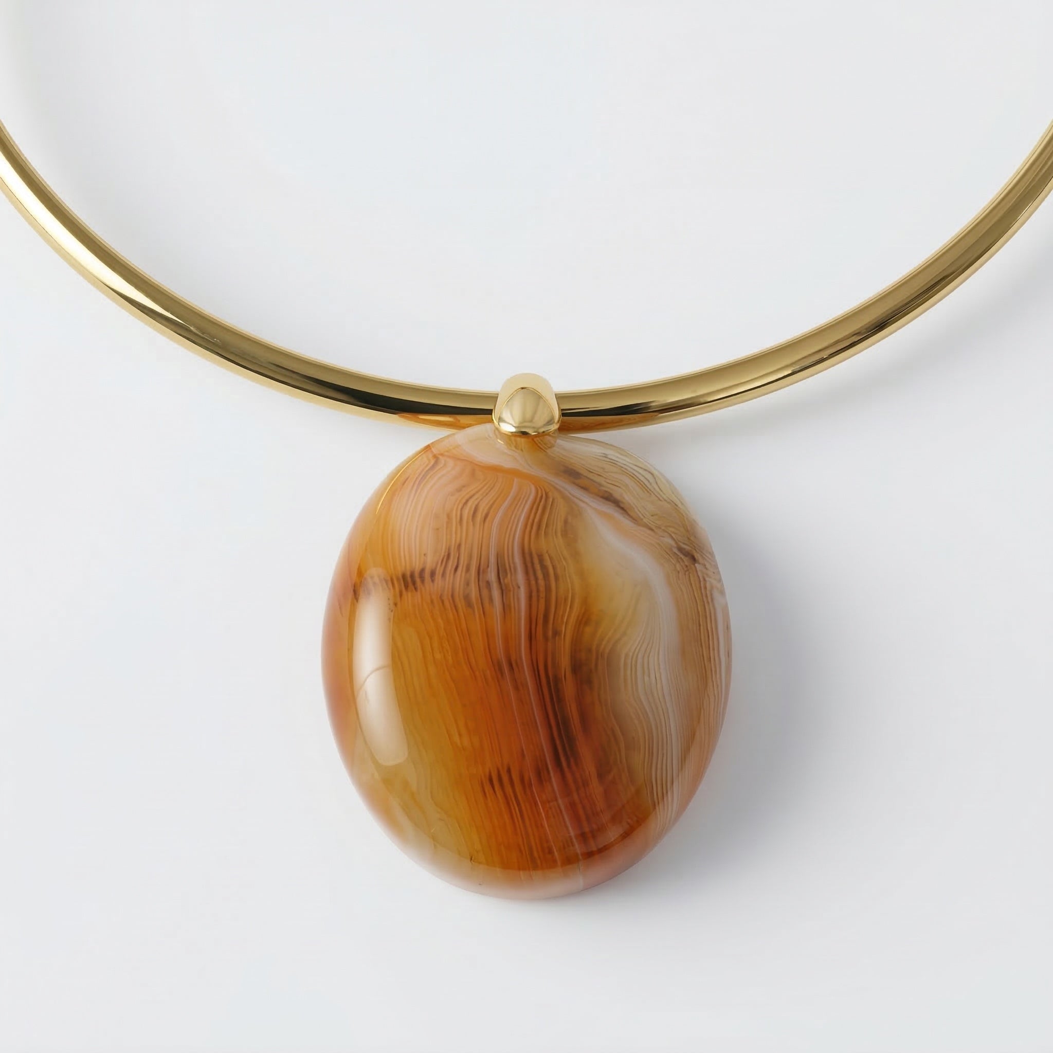 MESKI — Gold-tone Stainless Steel & Botswana Agate Necklace