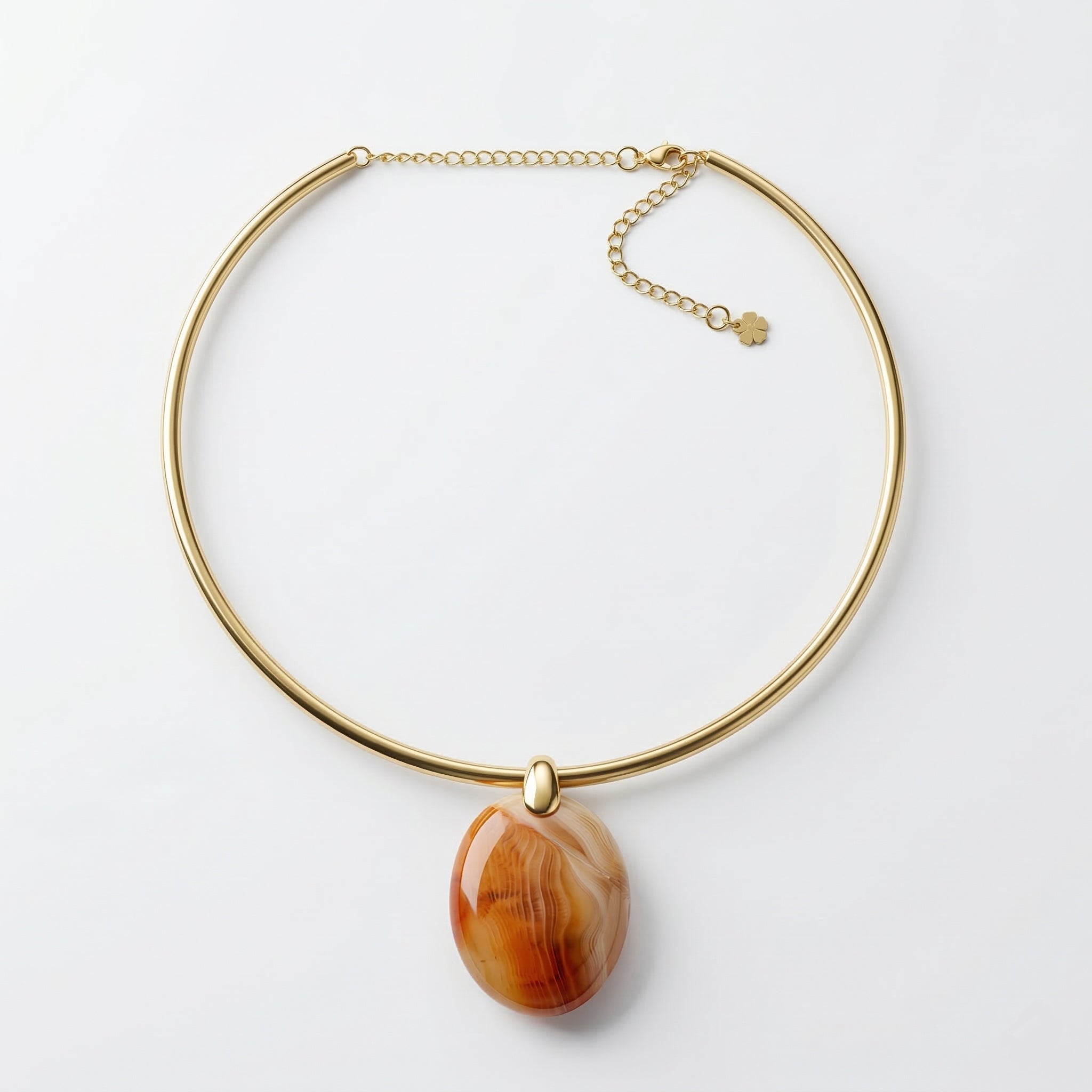 MESKI — Gold-tone Stainless Steel & Botswana Agate Necklace