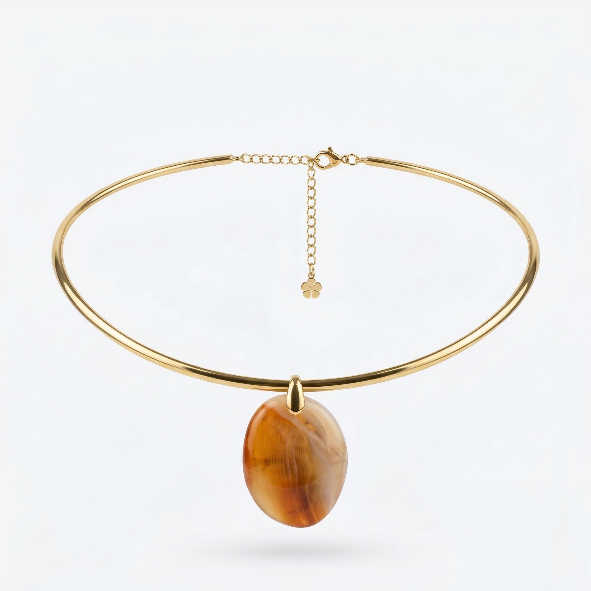MESKI — Gold-tone Stainless Steel & Botswana Agate Necklace