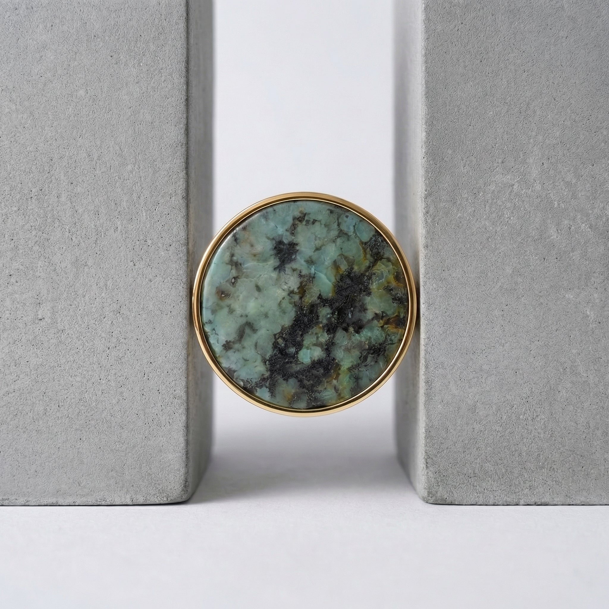 MARA — Gold-tone Stainless Steel & African Turquoise Ring